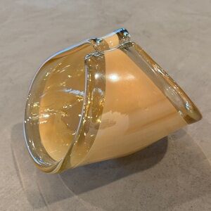 Vintage Lavorazione Murano Glass Dish Accent Butterscotch Gold Made in Italy